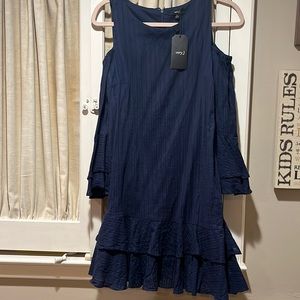 Navy blue cold shoulder dress